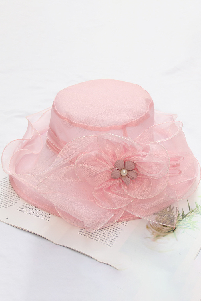 Women's Organza Church Derby Hat Bridal 3D Floral Tea Party