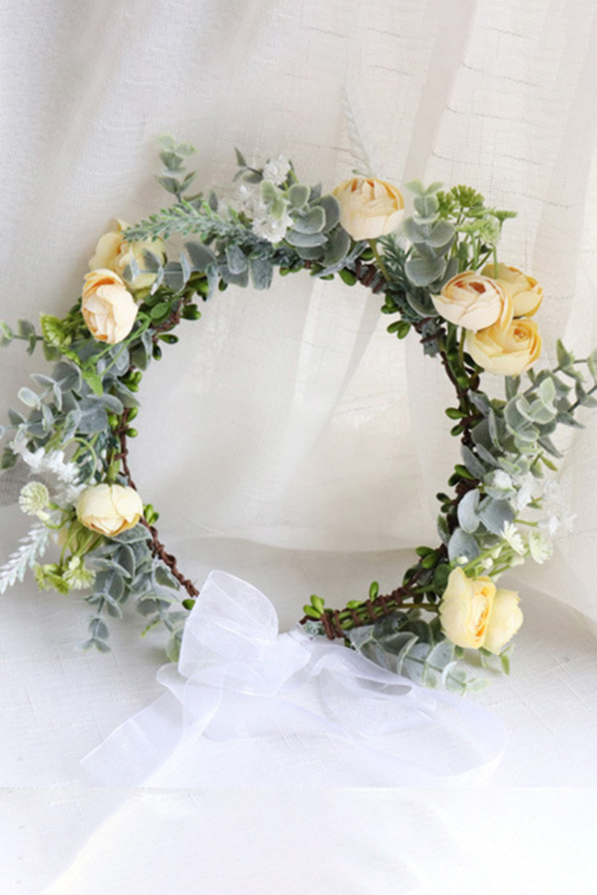Rose Flower Crown Leaves Classic Headband Fairy for Bridal