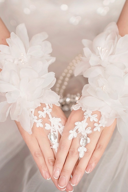 Lace Mesh Gloves Tulle Border Wedding Opera Tea Party Gloves