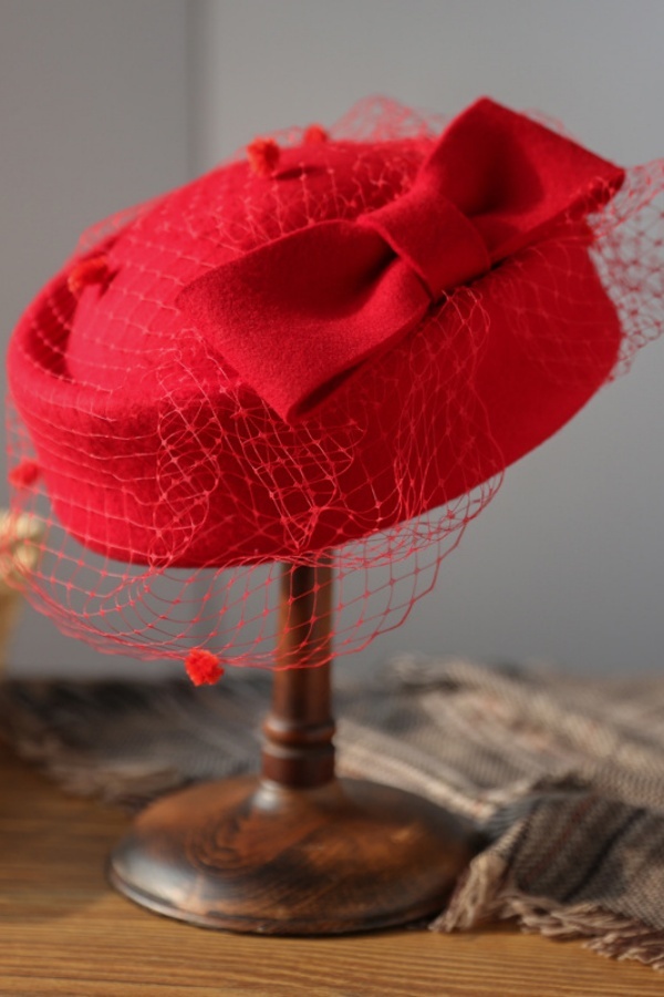 Women's British Style Pillbox Church Derby Wedding Winter