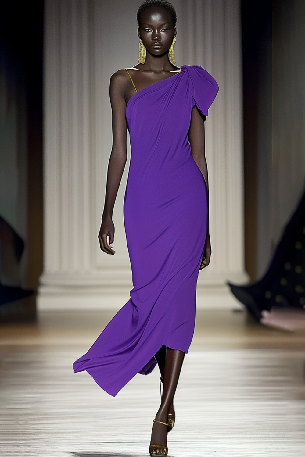 Elegant Evening Formal Purple Dress One Shoulder Gown