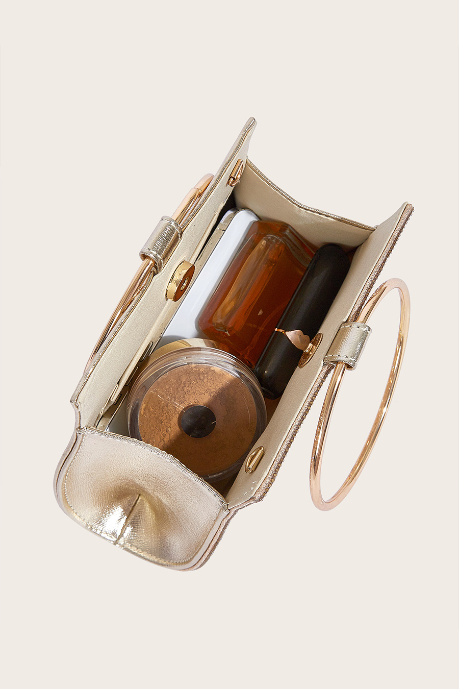 Golden Metal Ring-Handled Bag