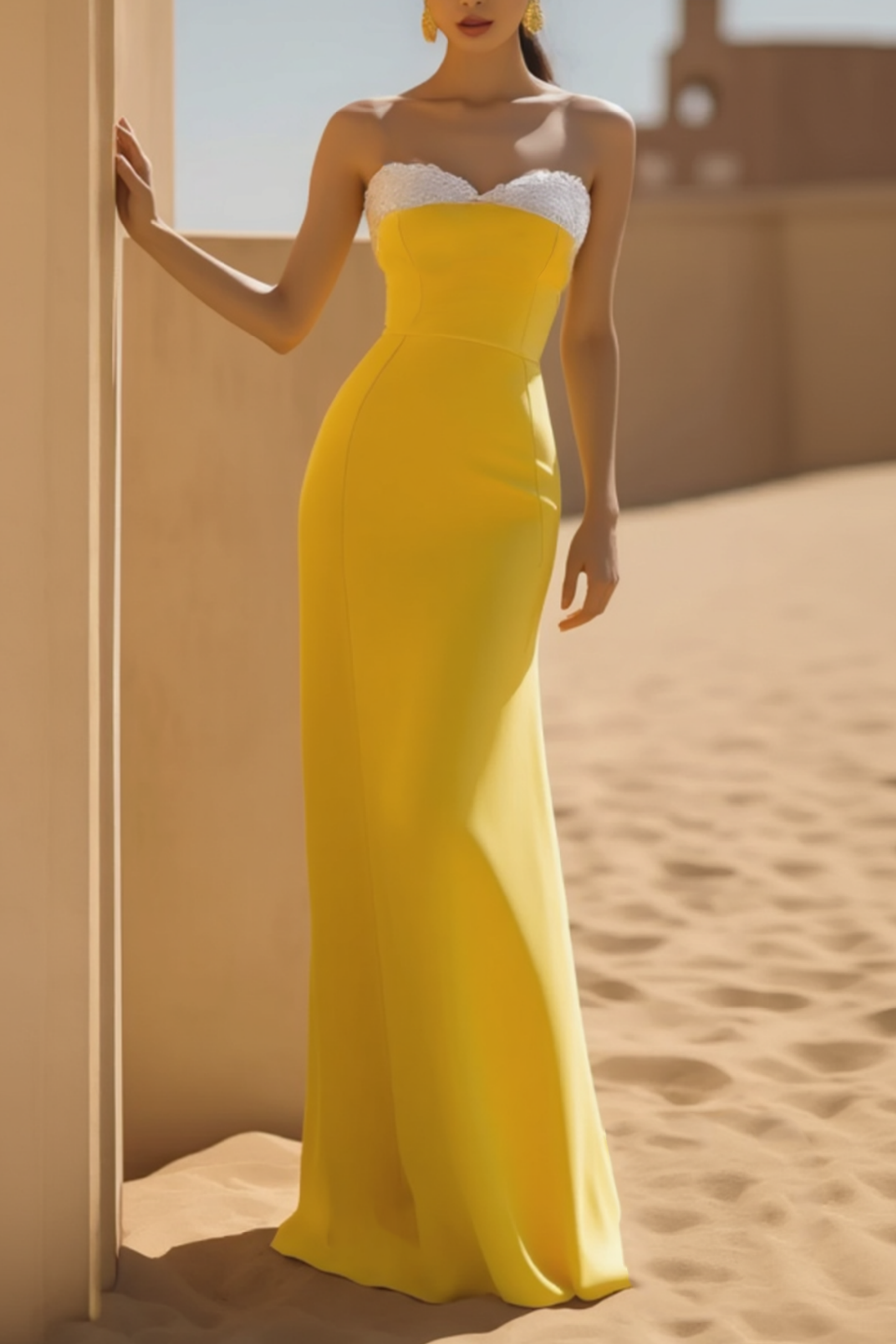 Formal Evening Dress Yellow Ombre Floor-Length Gown