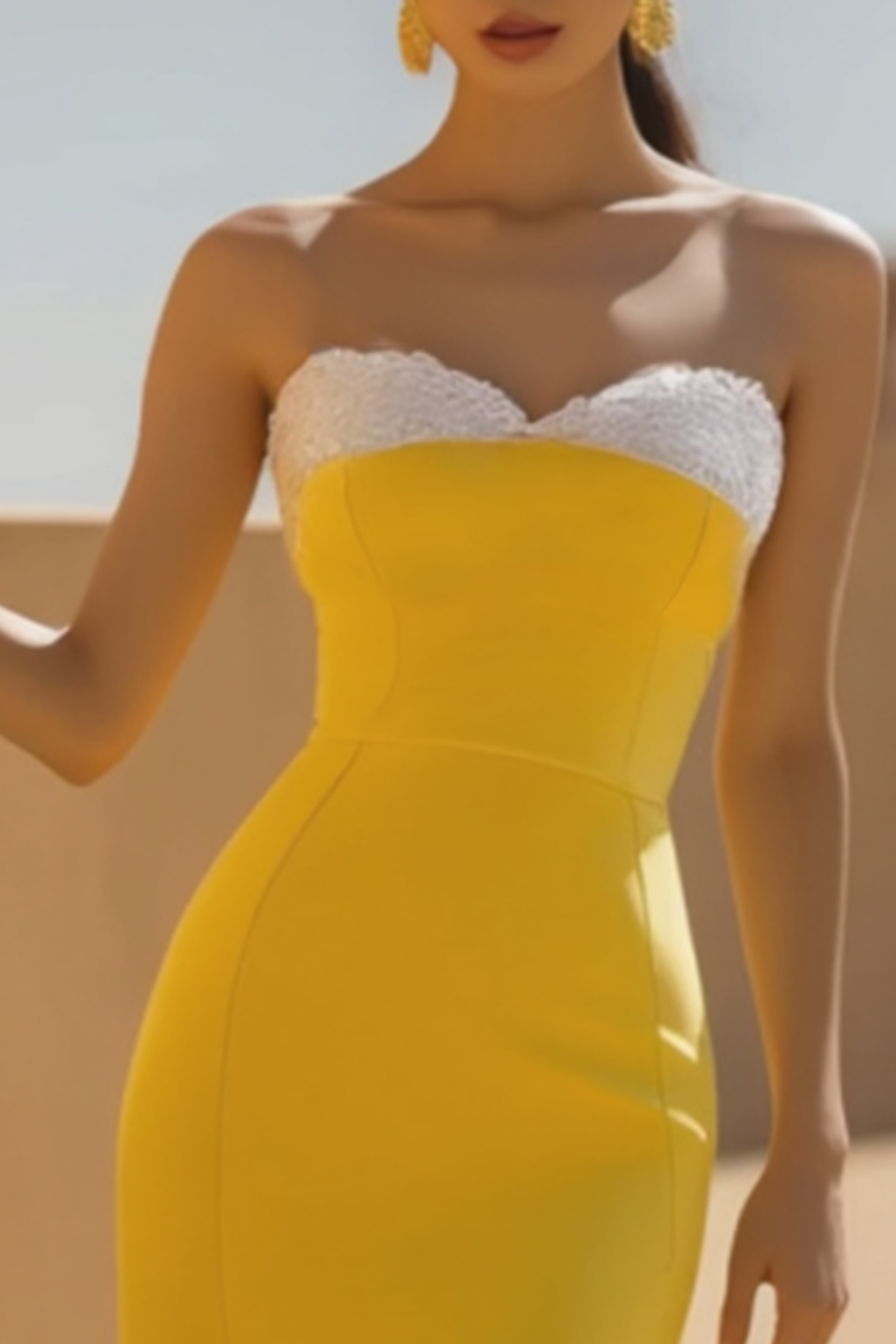 Formal Evening Dress Yellow Ombre Floor-Length Gown