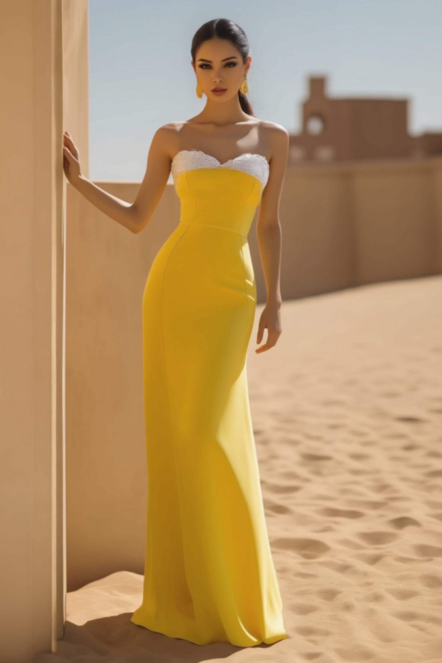 Formal Evening Dress Yellow Ombre Floor-Length Gown