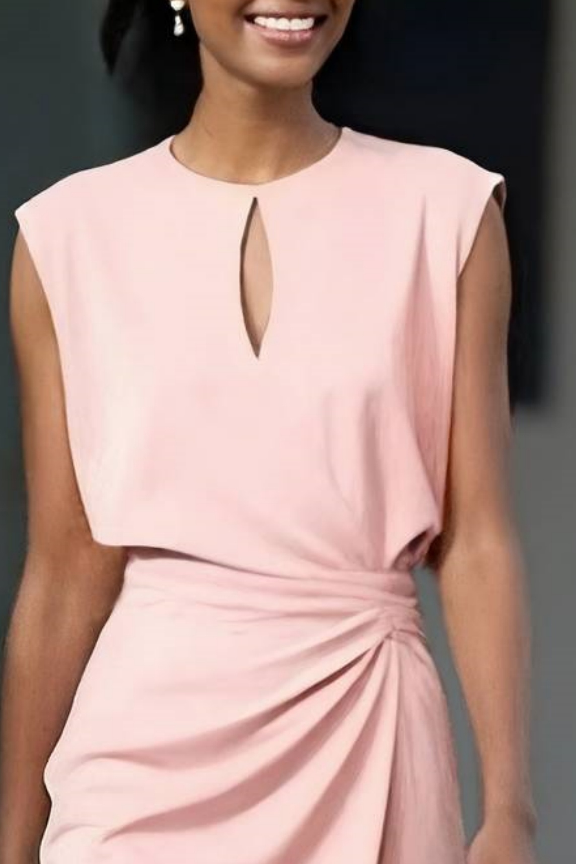 Work Dress Pink Crew Neck Knee-Length Sheath Dress