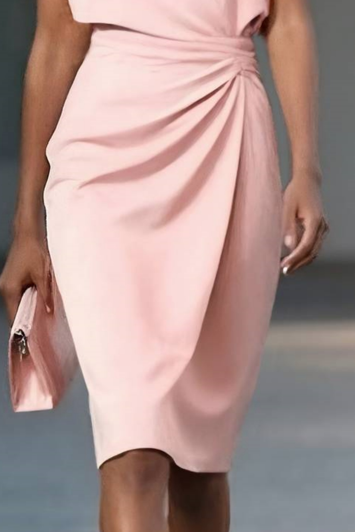 Work Dress Pink Crew Neck Knee-Length Sheath Dress