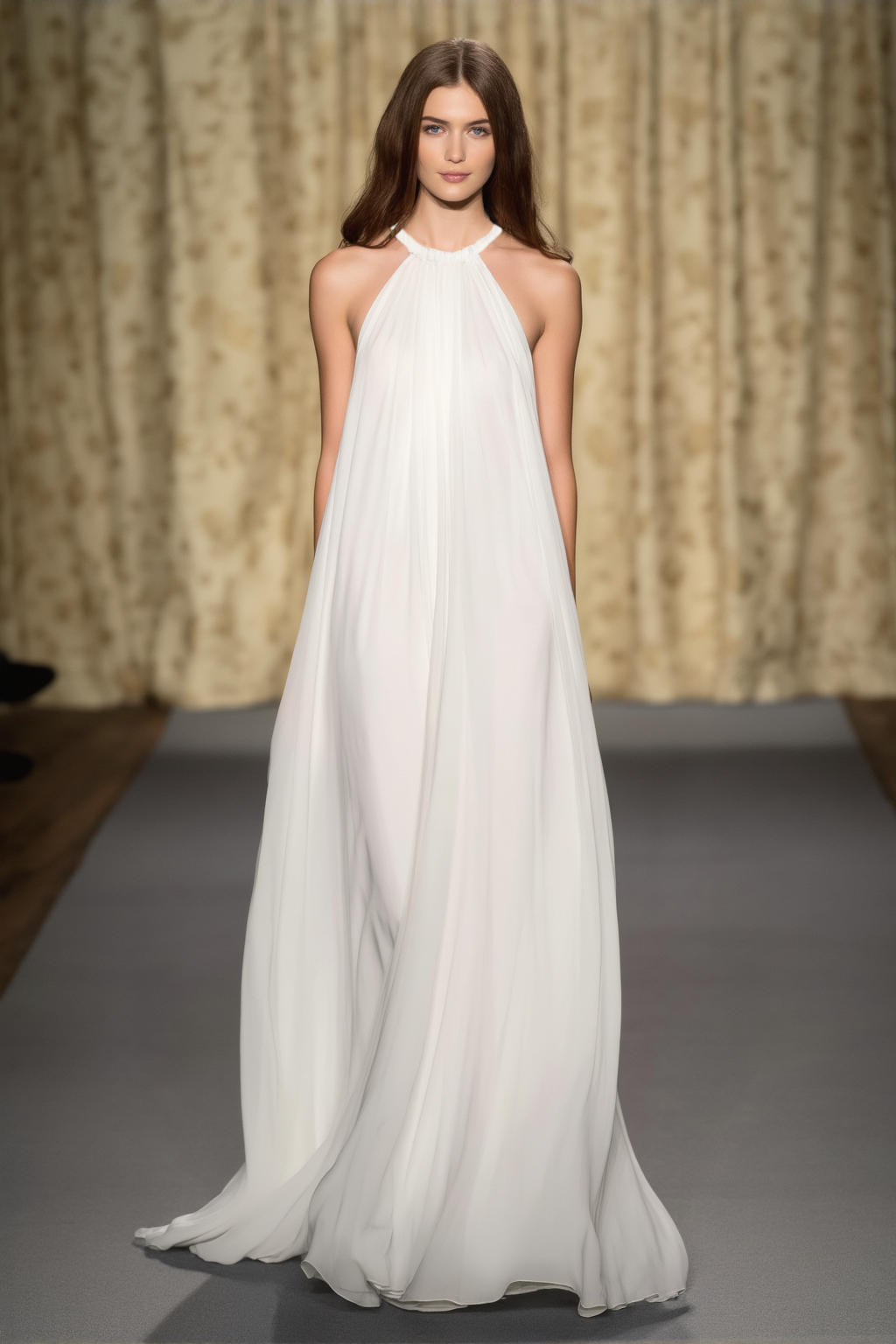 Formal Evening Dress White Halter Neck Maxi Dress