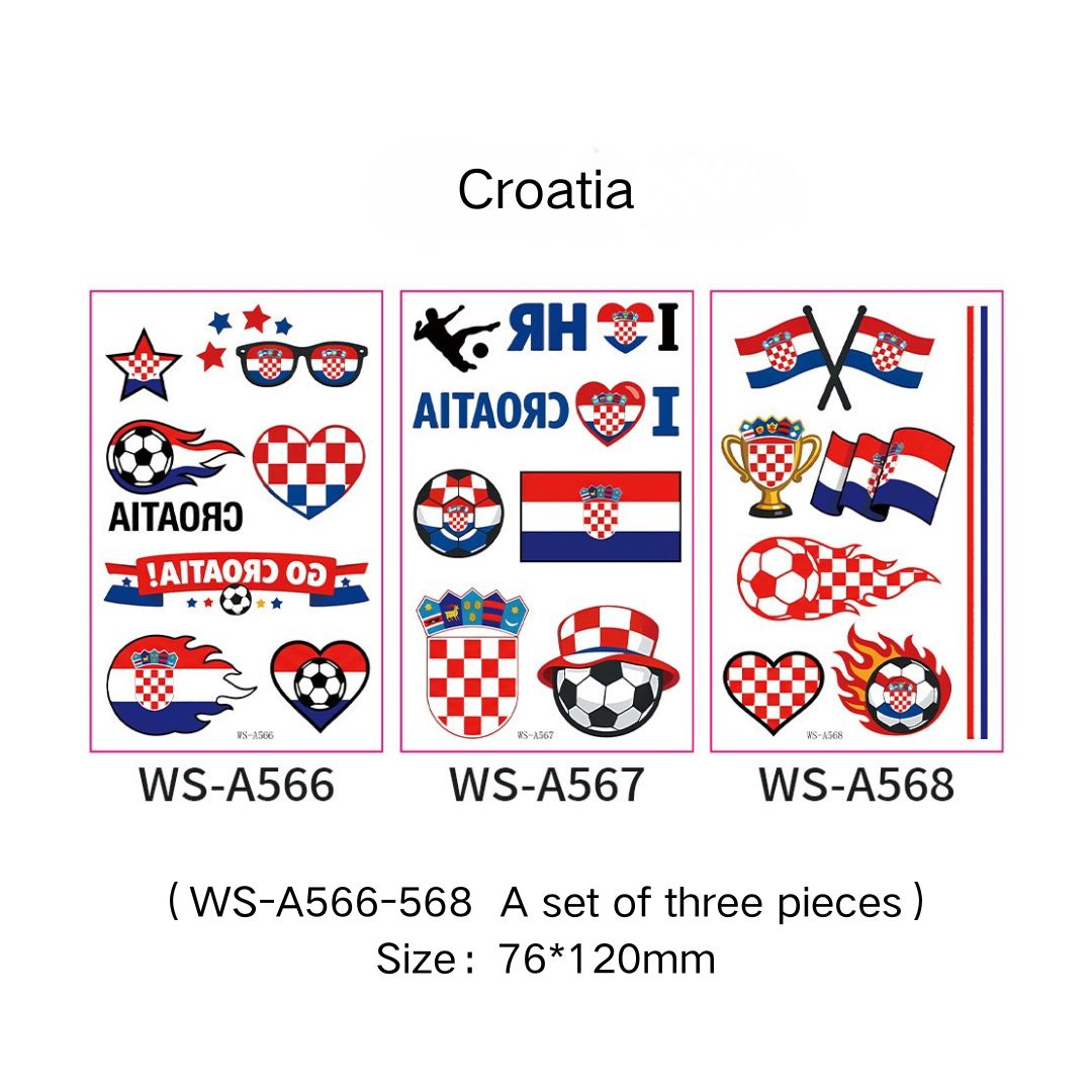 World Cup Flag Face Tattoos – Fan Sports Face Stickers for Football Matches & Events