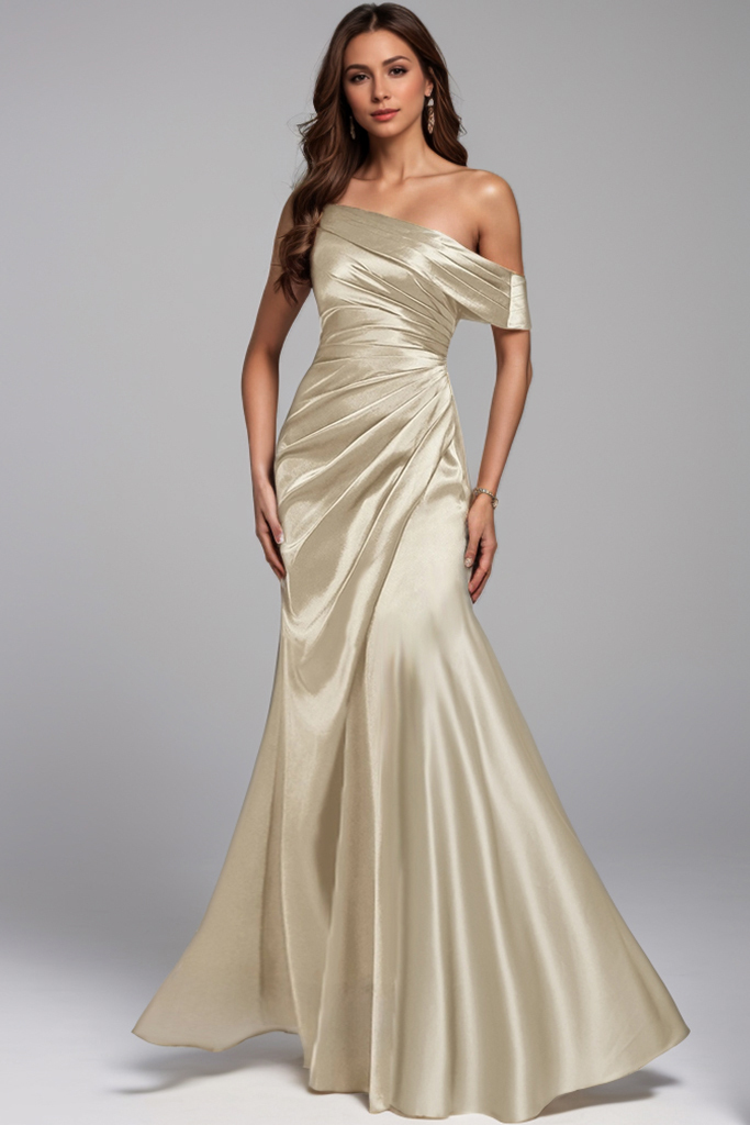 Formal Maxi Dress Off-Shoulder Satin Mermaid Dress