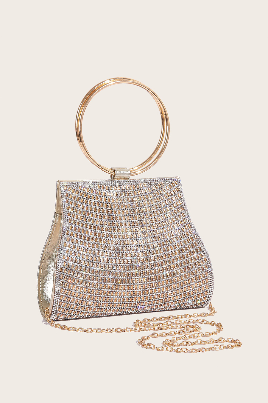 Golden Metal Ring-Handled Bag