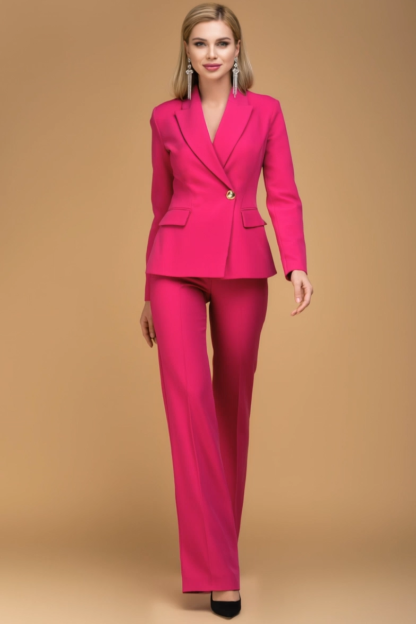 Business Blazer Suit Rose Lapel Long Sleeve Pant Set ​
