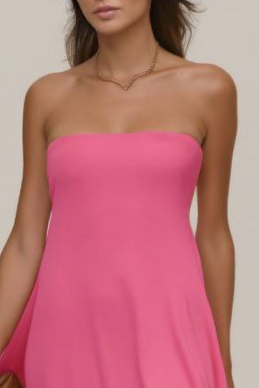 Casual Swing Party Dress Pink Spaghetti Strap Maxi Dress