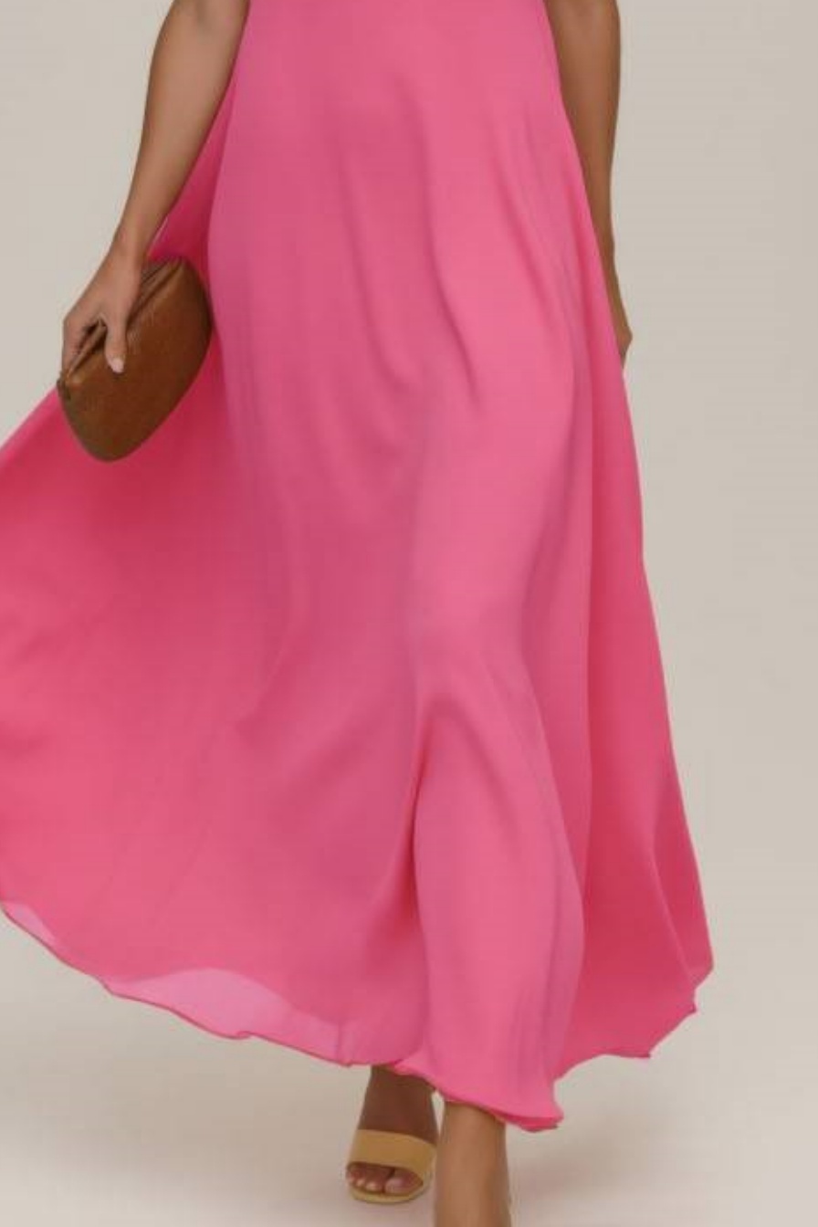 Casual Swing Party Dress Pink Spaghetti Strap Maxi Dress