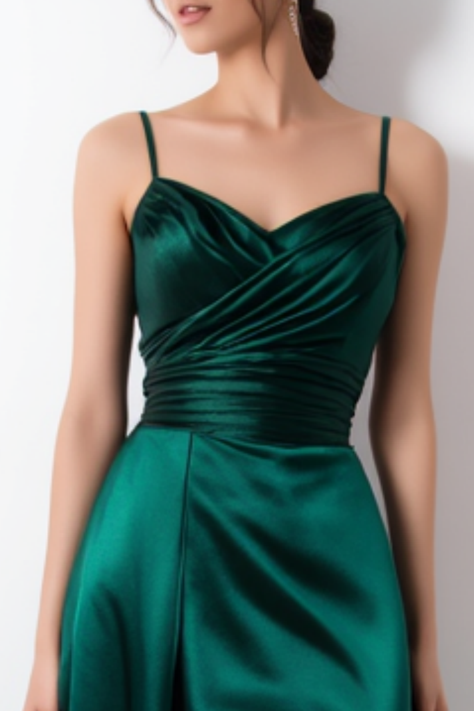 Semi Formal Satin Dress Green Ruffle Ombre Maxi Dress