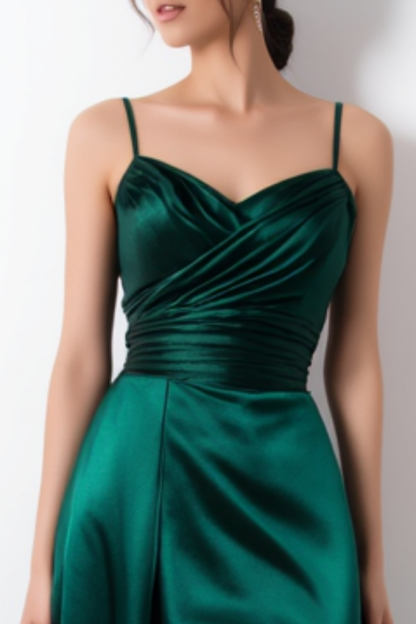 Semi Formal Satin Dress Green Ruffle Ombre Maxi Dress