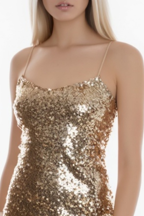 Homecoming Party Dress Golden Strapless Mini Sequin Dress