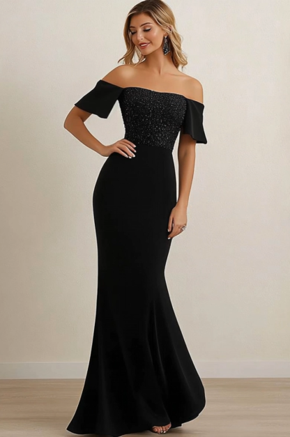 Formal Evening Dress Off-Shoulder Fitted Mermaid Maxi Gown
