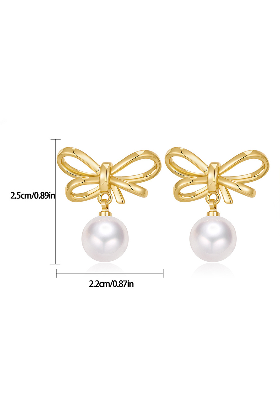 Gold Bow Pearl Earrings