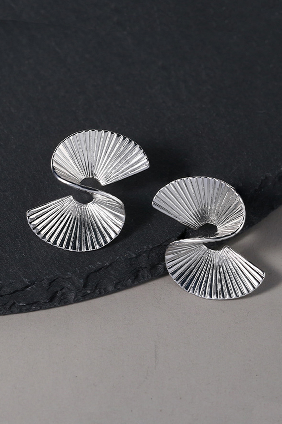 Gold Minimalist Fan Shape Earrings