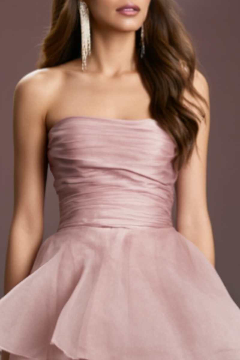 Formal Evening Tiered Dress Pink Ombre Floor-Length Gown
