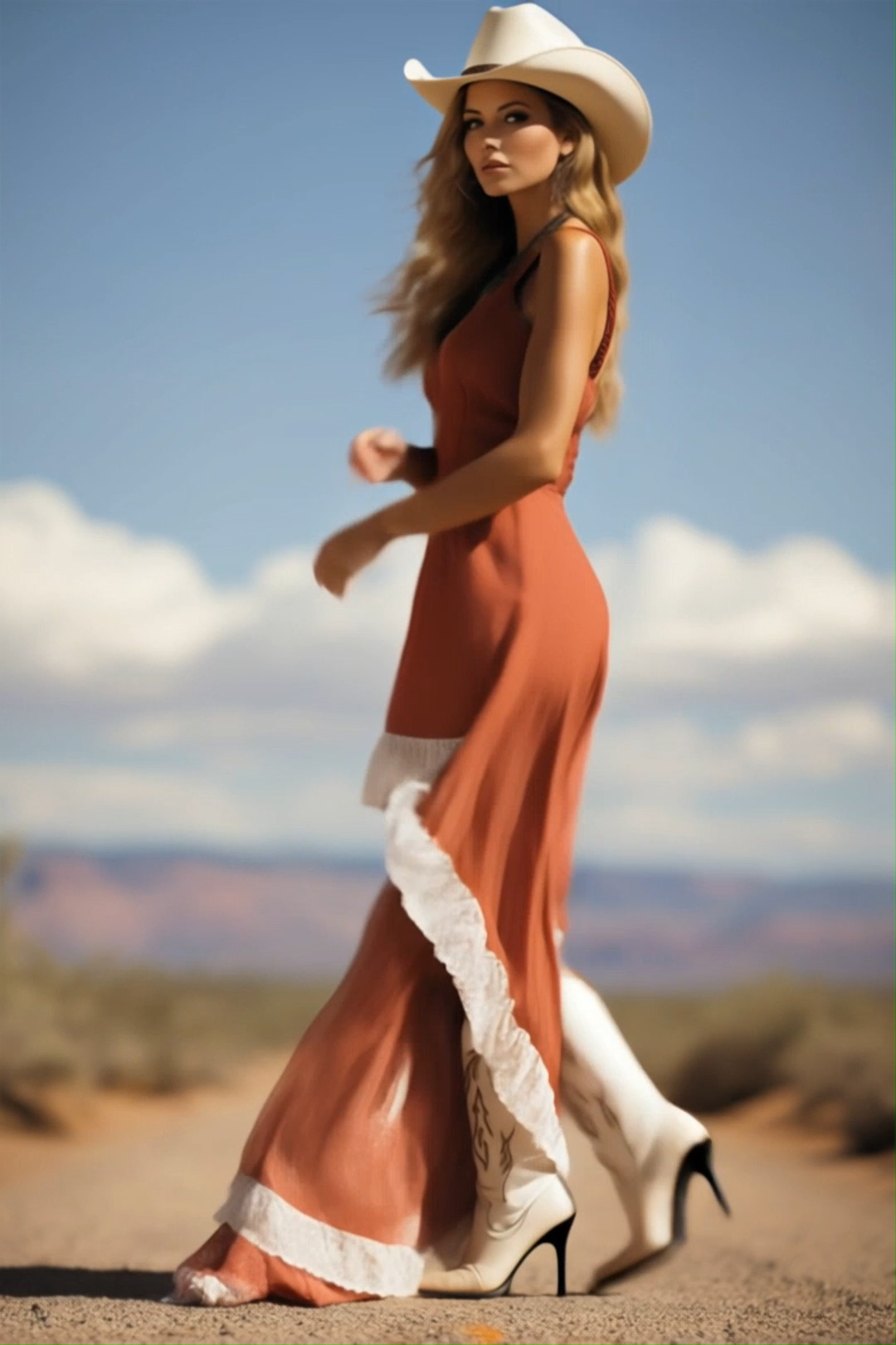 Boho Dress Brown Spaghetti Strap Lace Maxi Dress