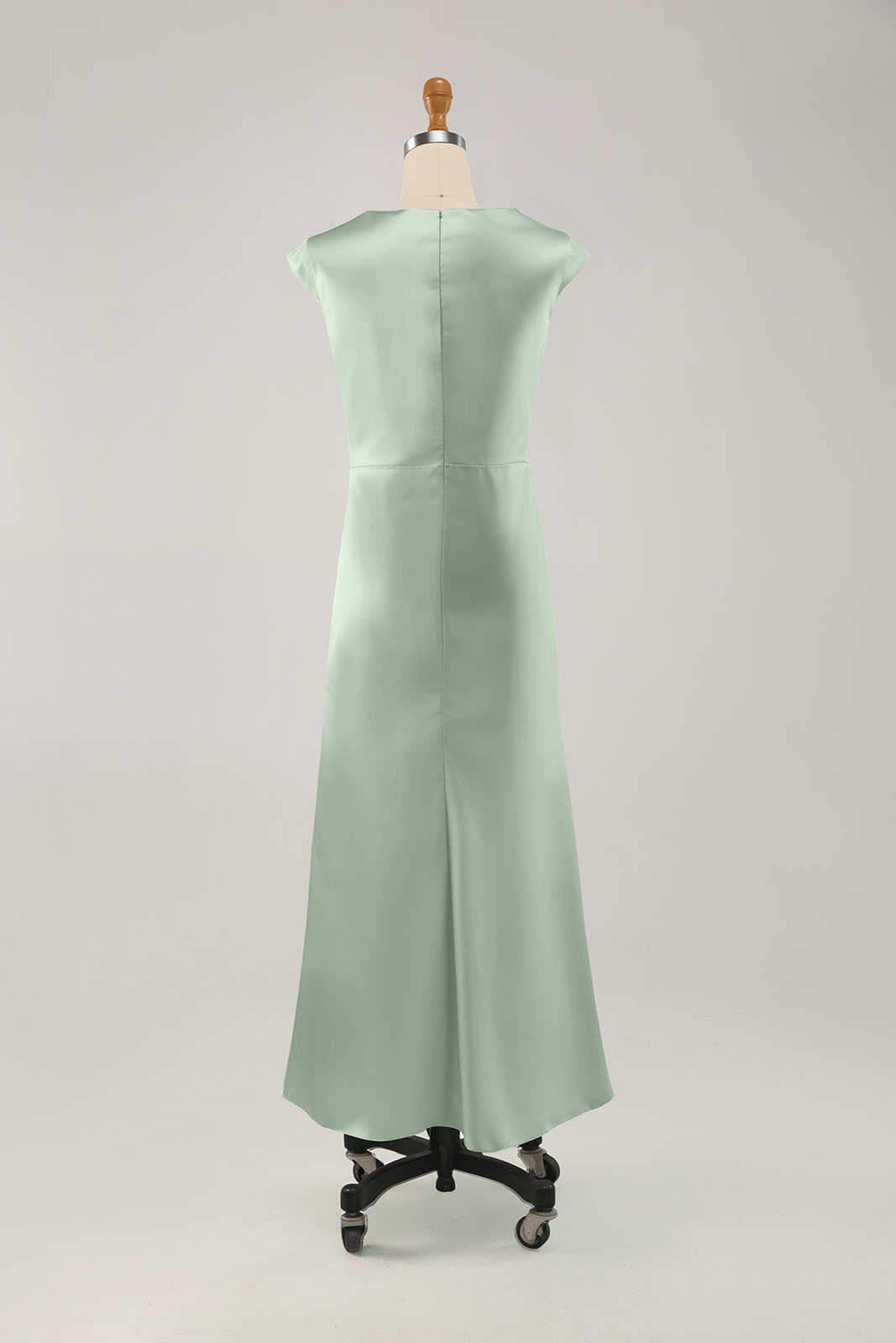 Party Prom Elegant Sage Green Dress Sleeveless Satin Pleated Maxi Dress