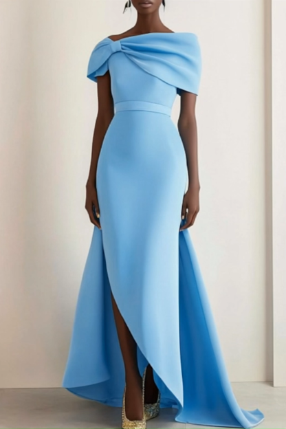 Cocktail Formal Party Dress  Blue Sleeveless Maxi dress