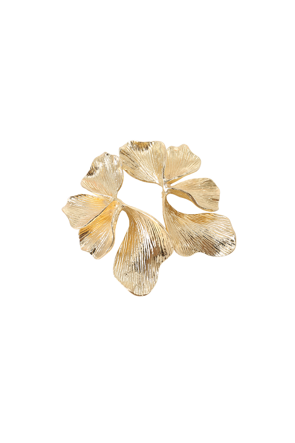 Gold Textured Petals Flower Earrings