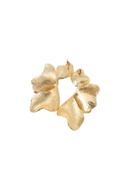 Gold Textured Petals Flower Earrings