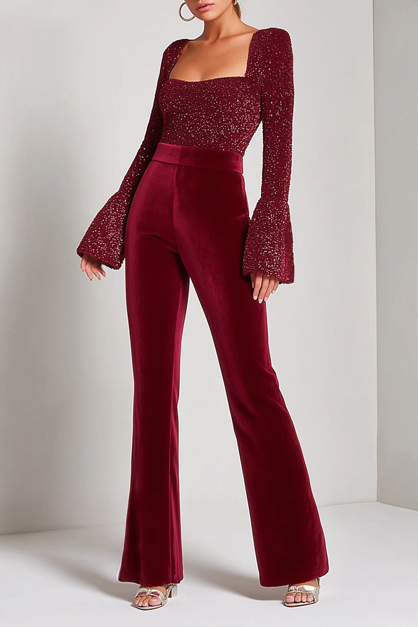 Holiday Christmas Red Sequin Jumpsuit