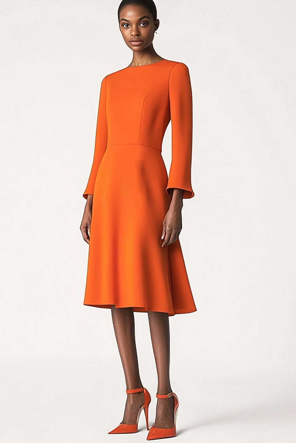 Elegant long sleeve work dress for professional wear