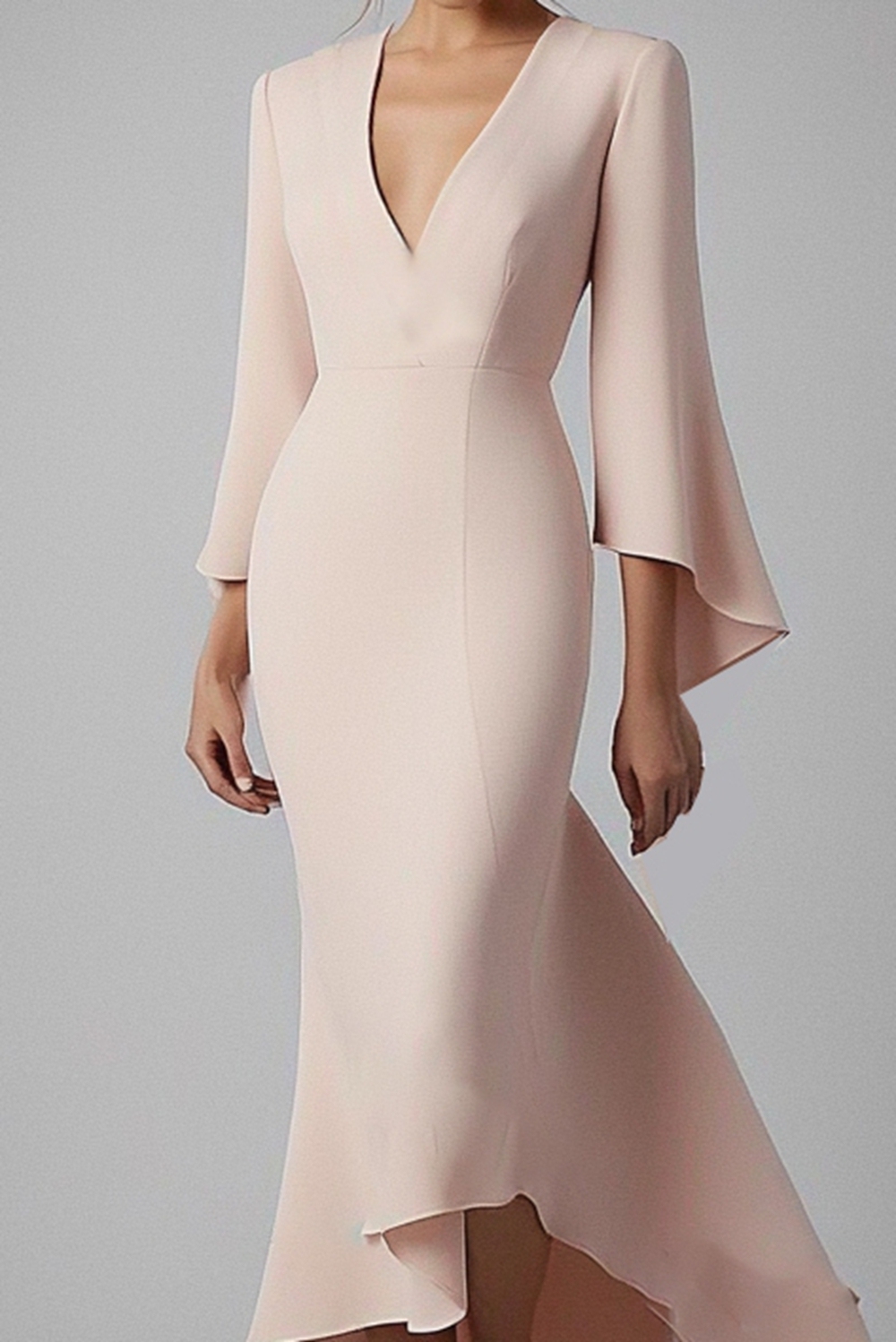 Elegant Work Wedding Guest Mermaid Dress Flare Asymmetrical Hem Dress