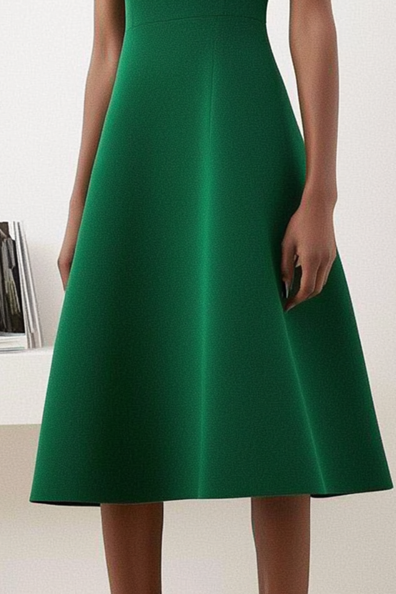 Green Work Business Dress A Line Midi Dress