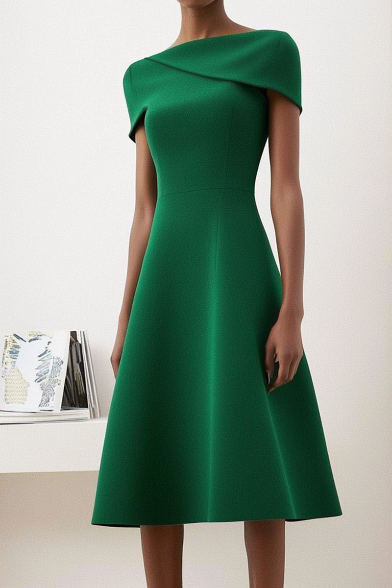 Green A-Line Midi Dress