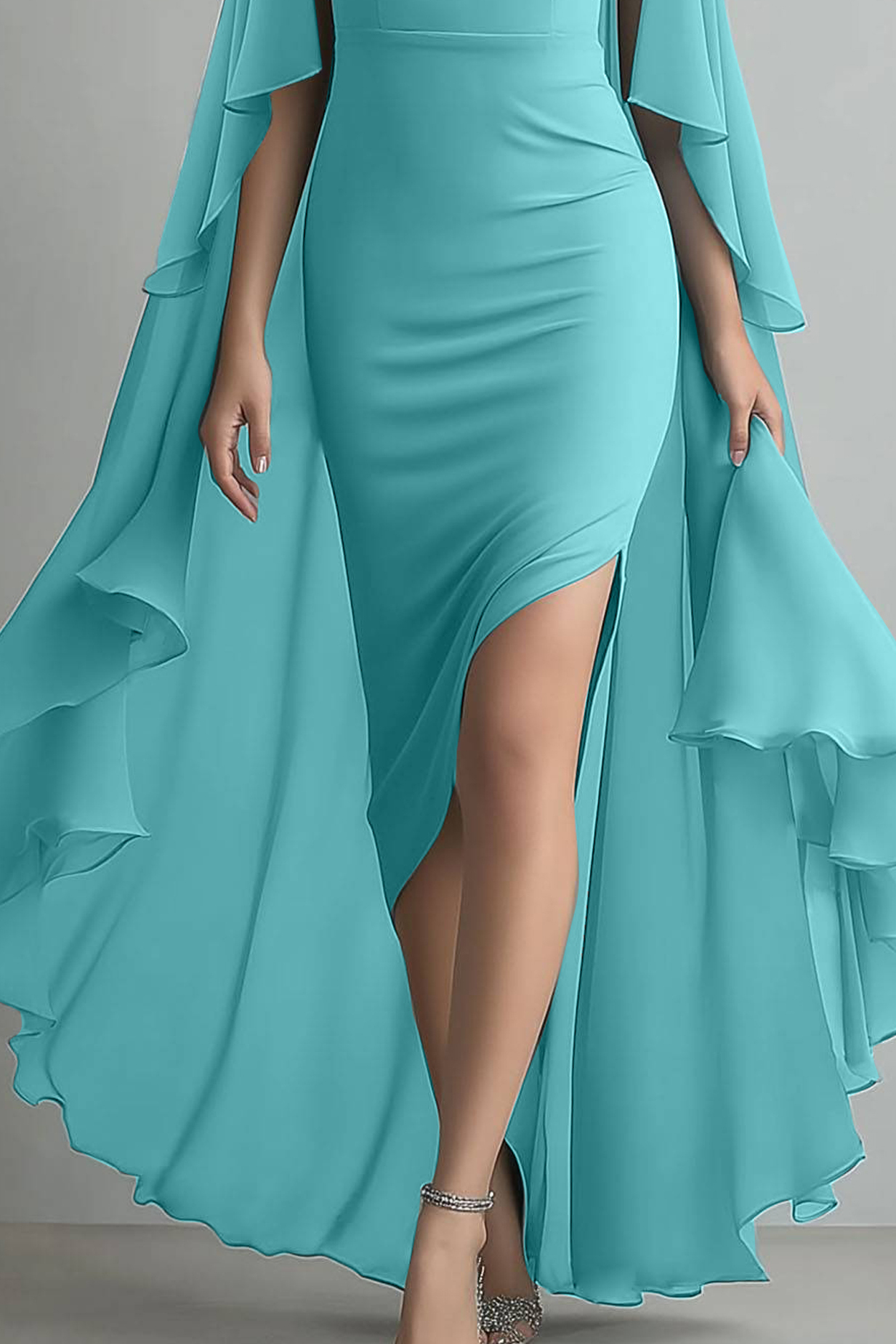 Formal Cocktail Dress Blue Strapless with Train Maxi Dress