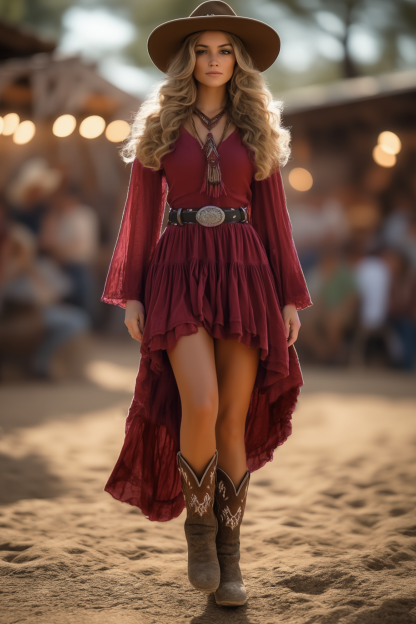 Boho Dress Red V Neck Ruffle Plus High Low Mini Dress