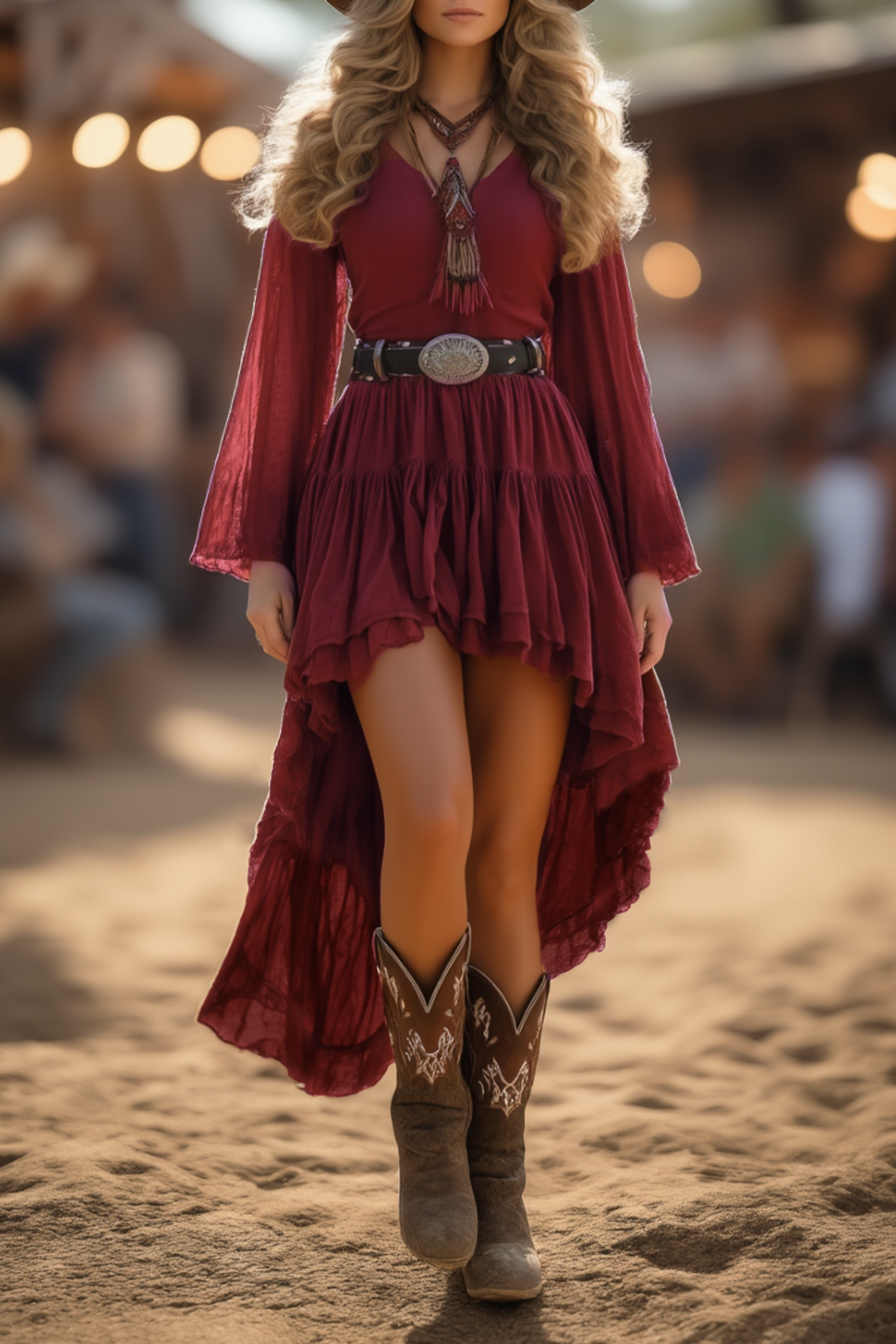 Boho Dress Red V Neck Ruffle Plus High Low Mini Dress