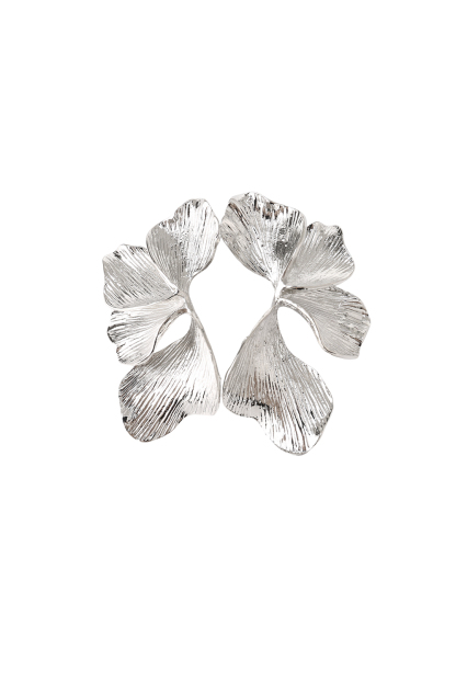 Gold Textured Petals Flower Earrings