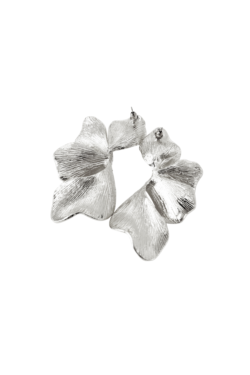 Gold Textured Petals Flower Earrings