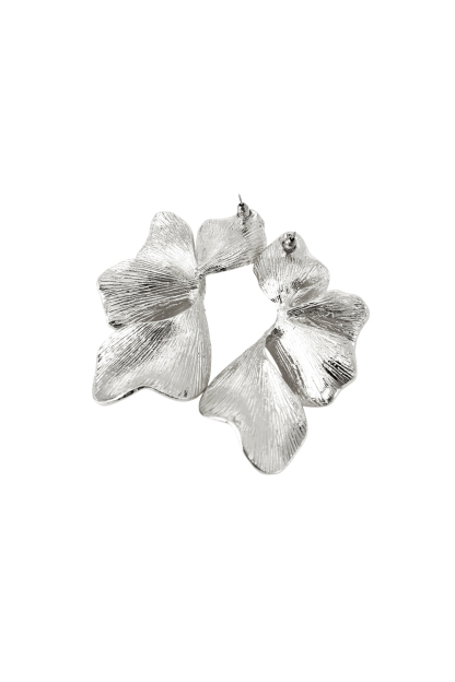 Gold Textured Petals Flower Earrings