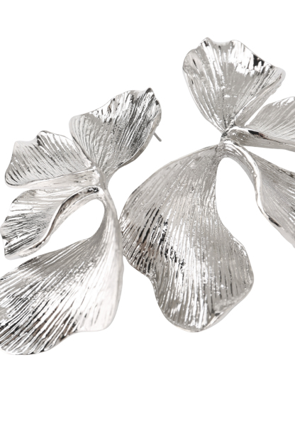 Gold Textured Petals Flower Earrings