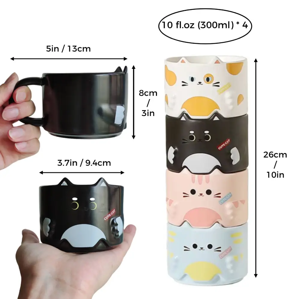 Stackable Cat Mugs, Ceramic, 10oz / 300ml, 10 oz, ceramic - view 9