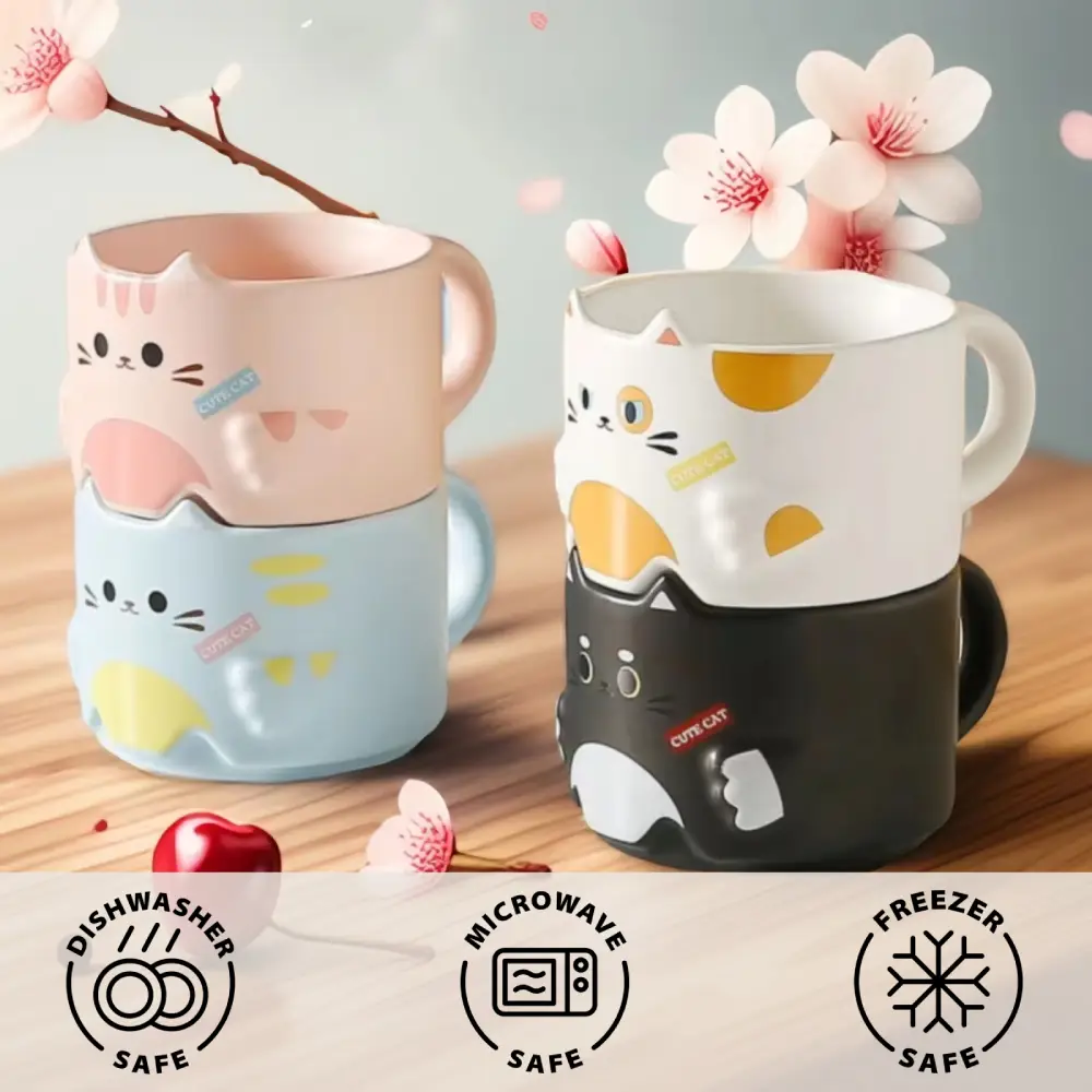 Stackable Cat Mugs, Ceramic, 10oz / 300ml, 10 oz, ceramic - view 10