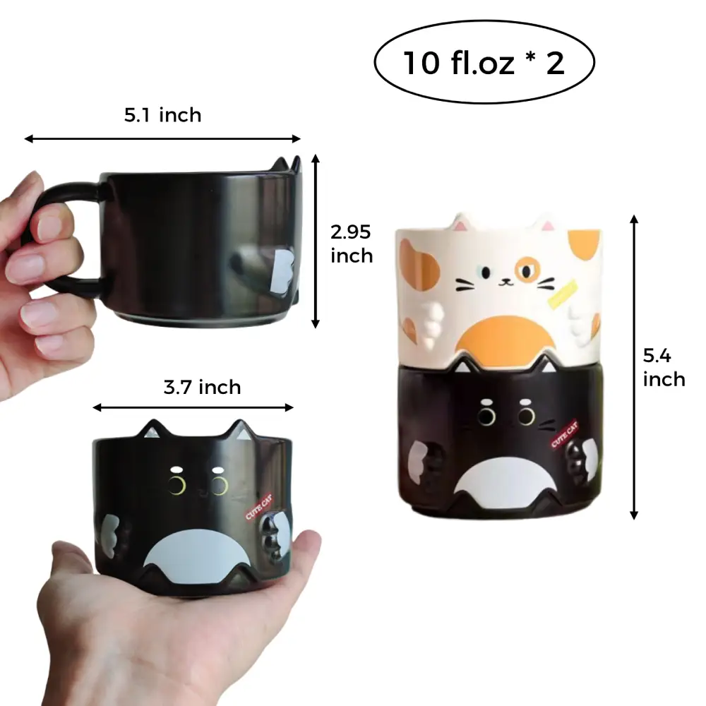 Stackable Cat Mugs, Ceramic, 10oz / 300ml, 10 oz, ceramic - view 8