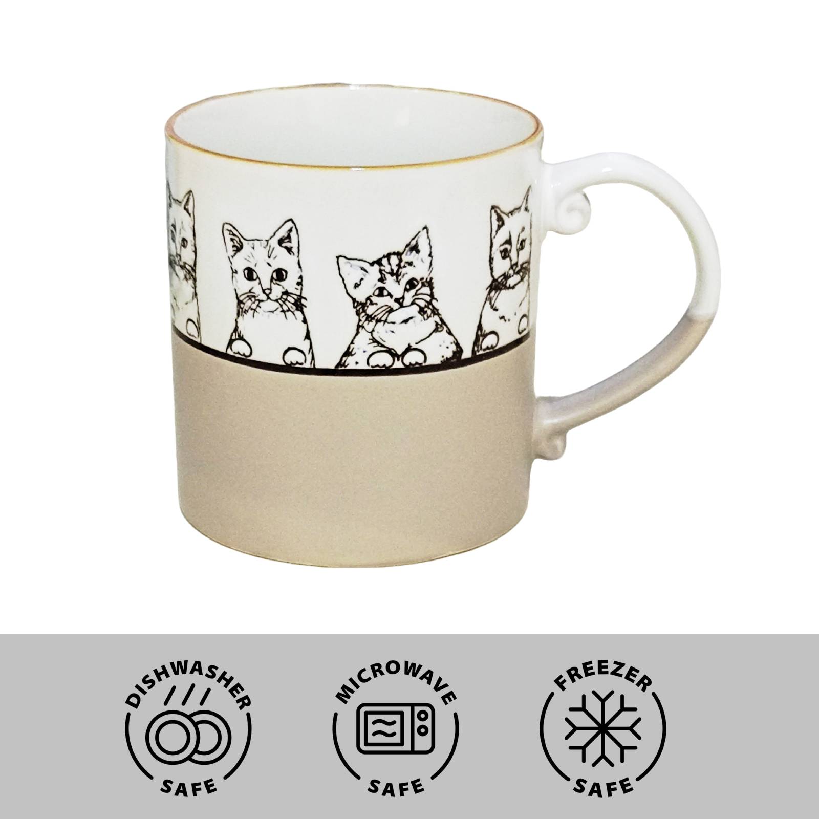 Cat Cartoon Vector Mug - Ceramic, 21oz Capacity