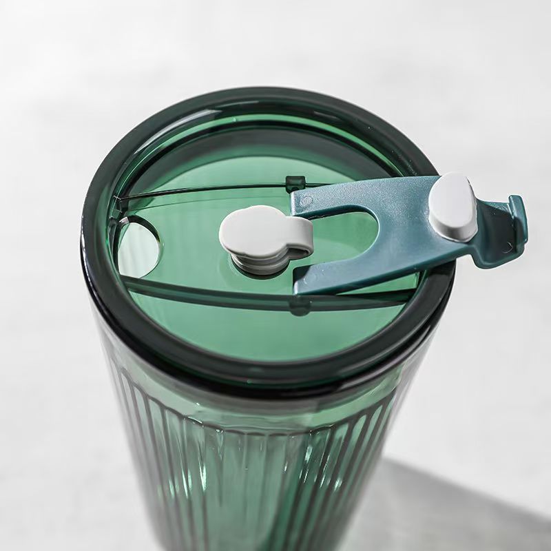 Glass Cup with Lid and Straw