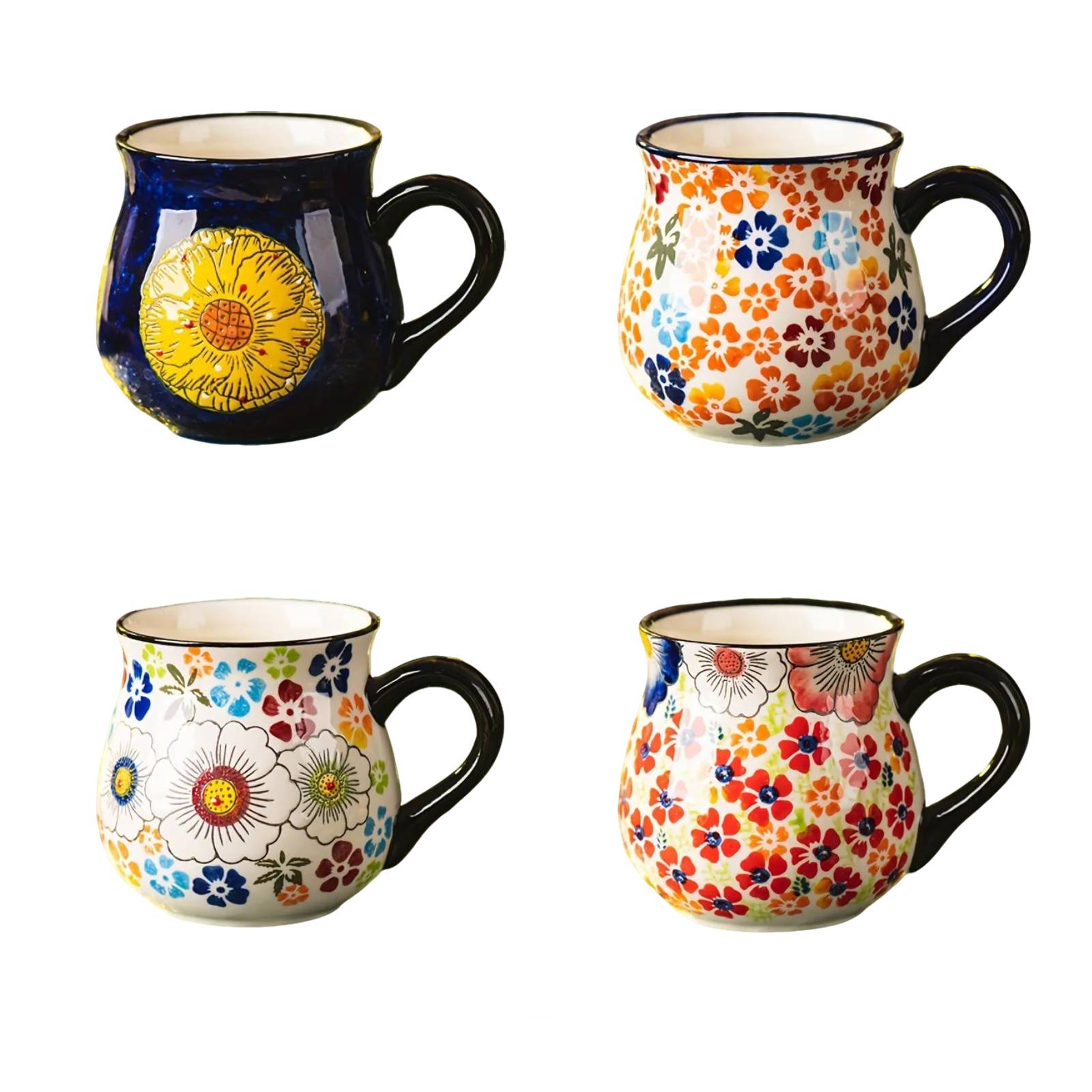 Flower Pottery Mugs Handmade