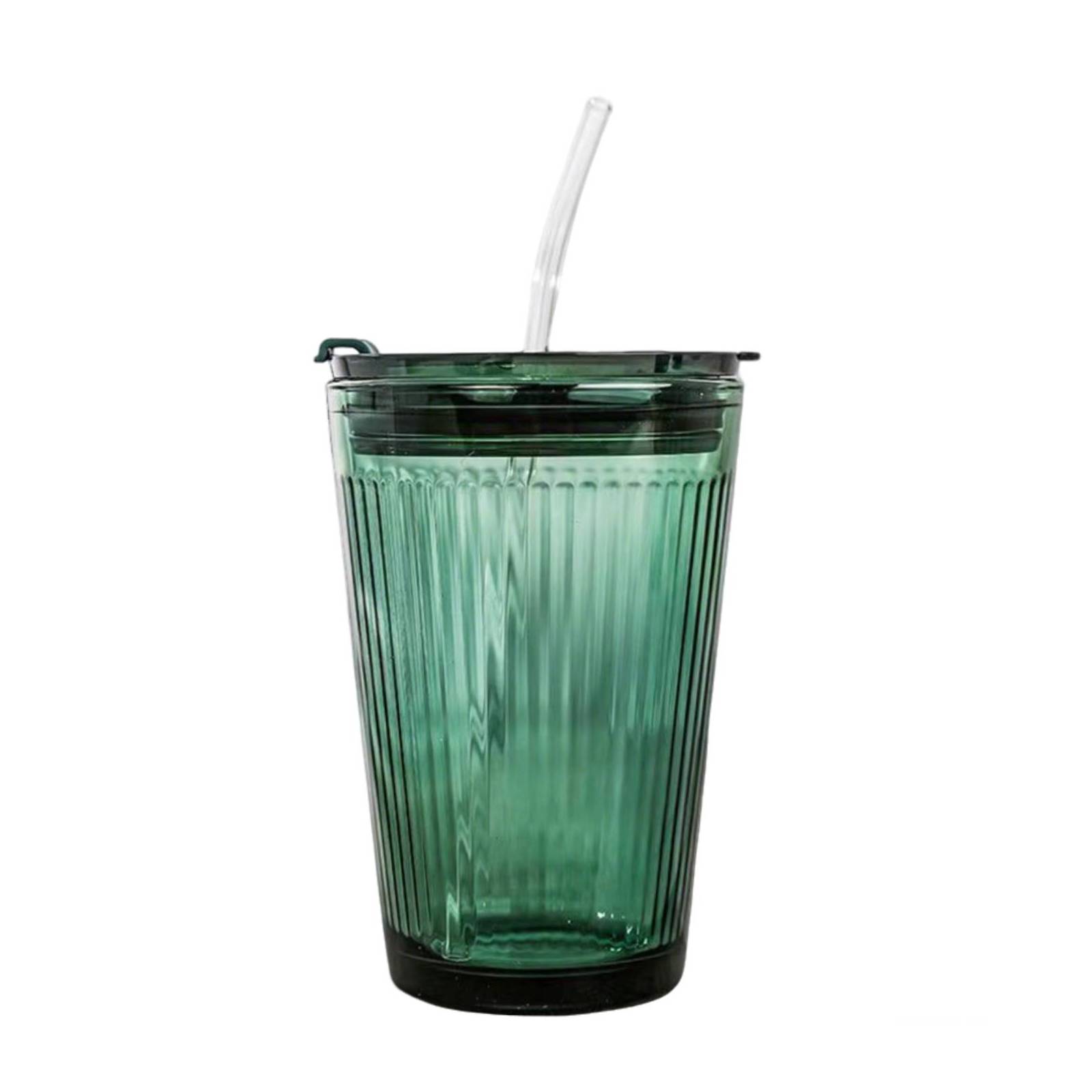 Glass Cup with Lid and Straw