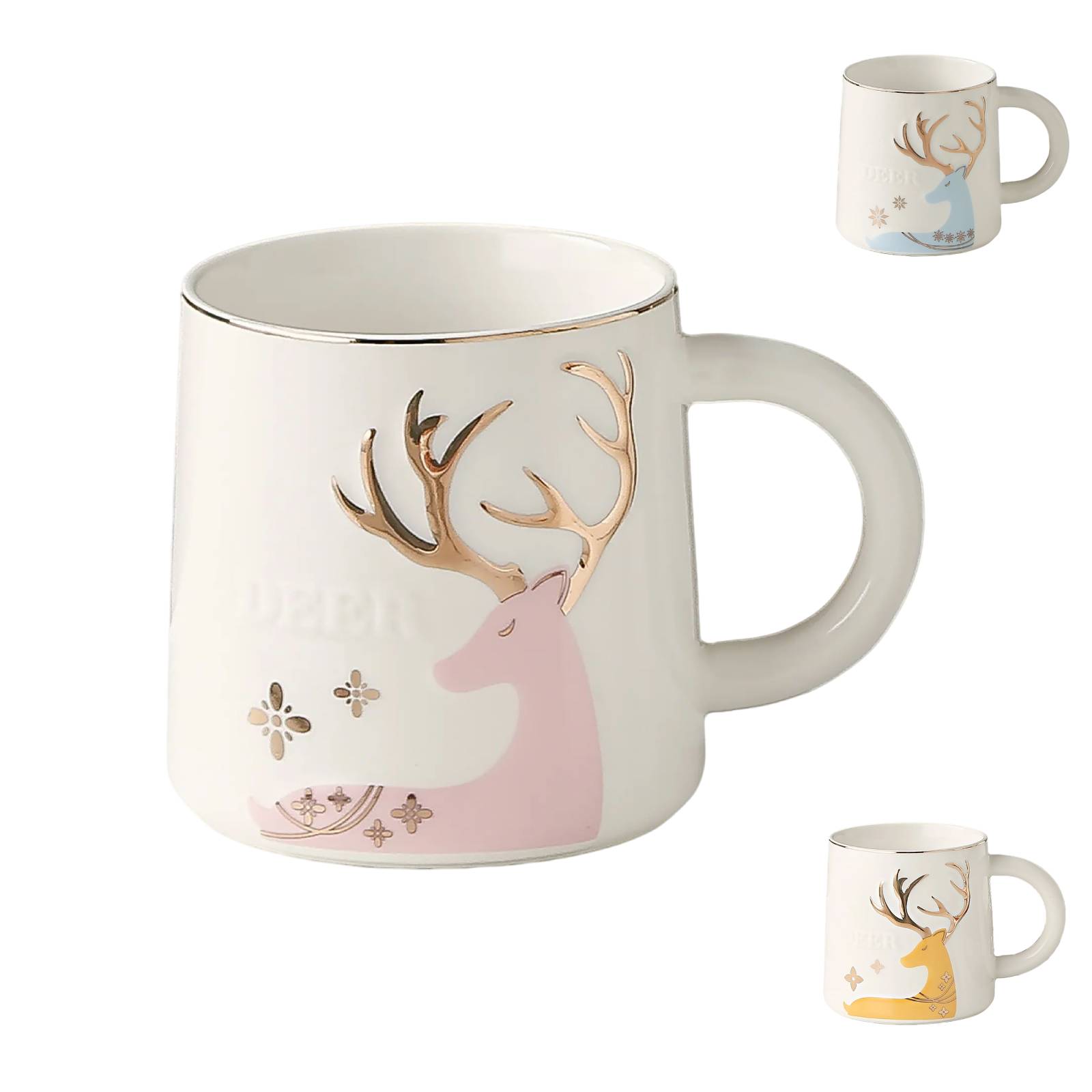 16 oz Coffee Mugs - Ceramic, Dishwasher & Microwave Safe with Deer Design
